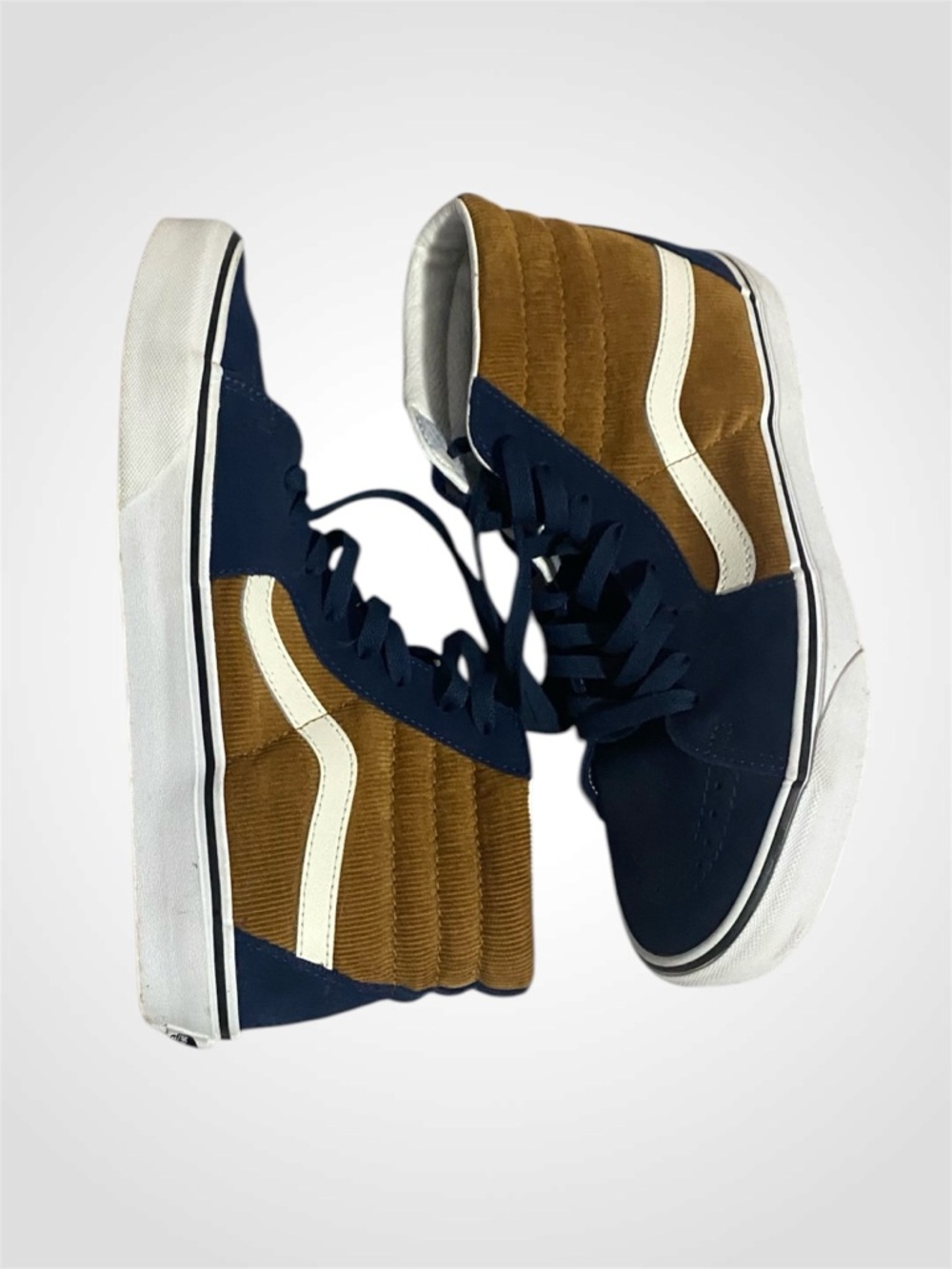Vans Men’s High-Top Sneakers in Navy, Brown and White